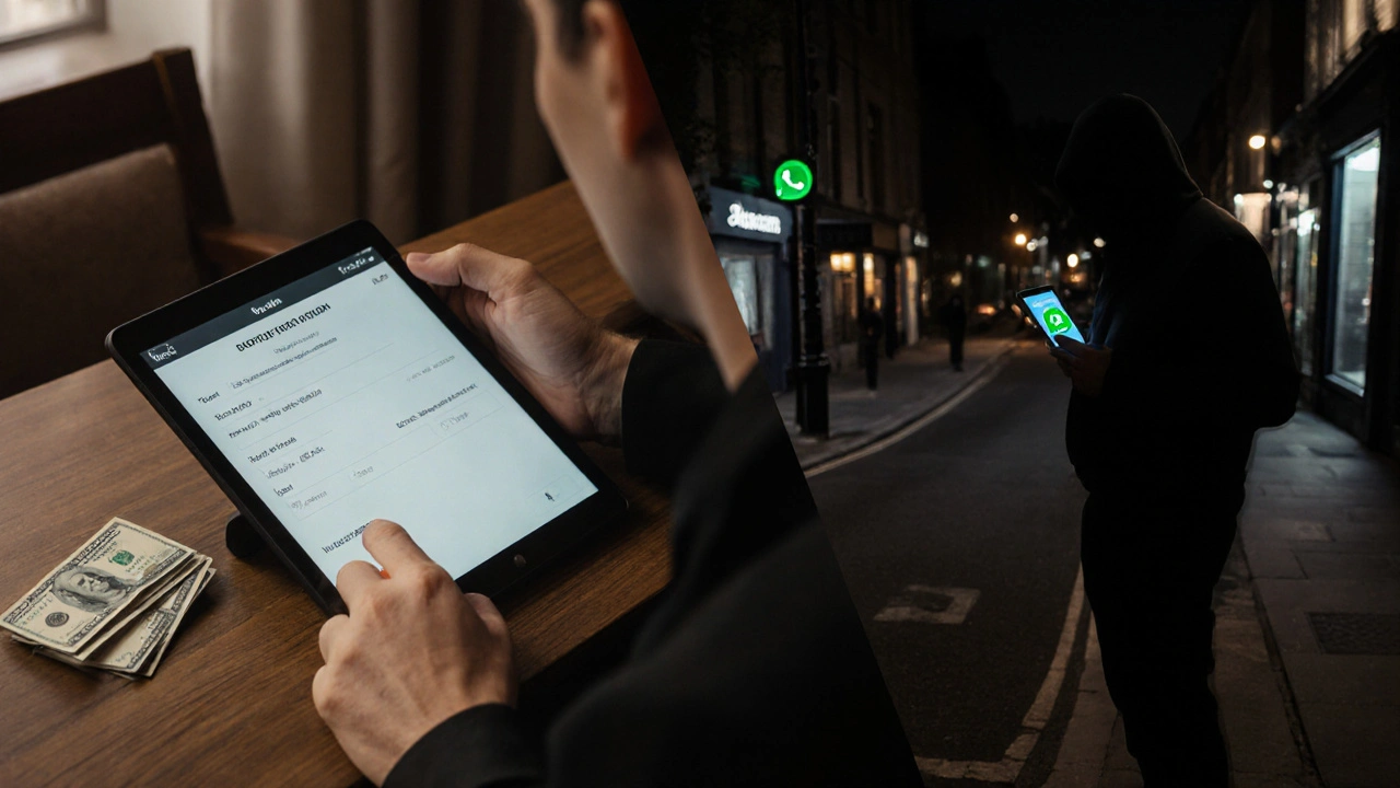 Contrasting safe and unsafe escort meeting scenarios: professional setting vs. suspicious street contact.