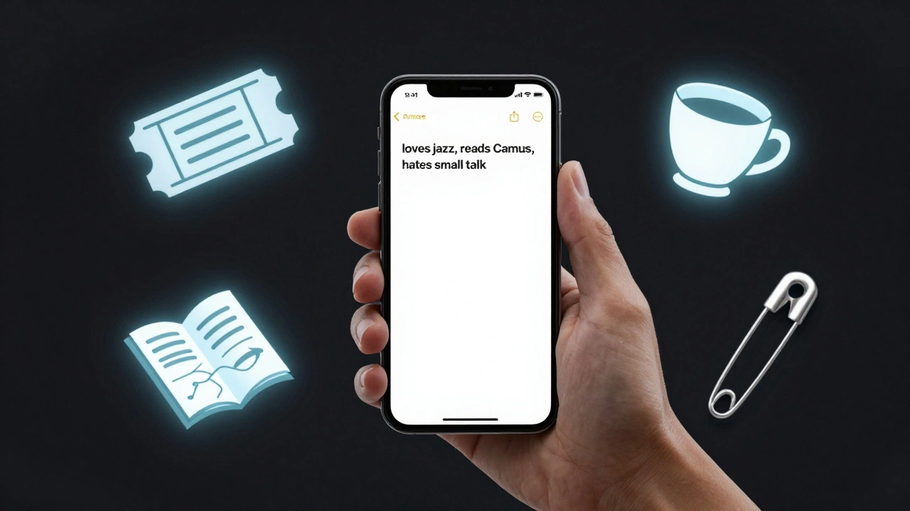 A private escort profile with only text details, surrounded by symbols of connection and safety, emphasizing authenticity over appearance.